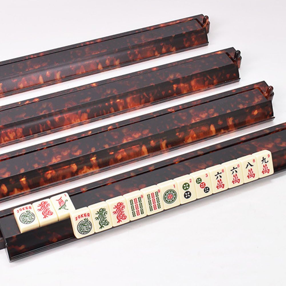 Porta Tessere Mahjong Americani Moderni, Set 4 Pezzi con Spingitori, Porta Tessere Mahjong Americani per Giocatori, Regalo per Serate di Gioco in Famiglia