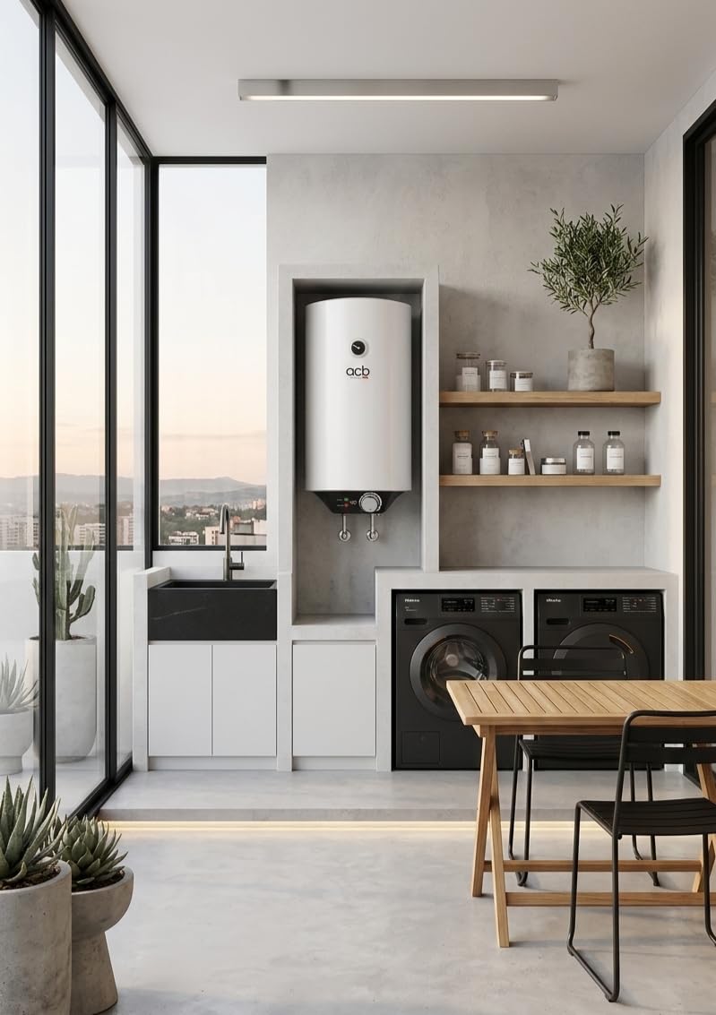 ACB Termo Eléctrico 50 L Vertical, Clase Energética B, con Termómetro y Regulador de Temperatura