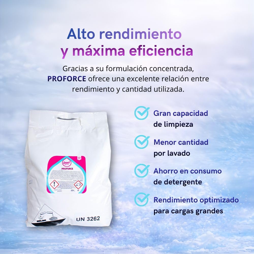 PROFORCE Detergente Industrial Profesional 10KG para Ropa de Trabajo y Talleres – Desengrasante en Polvo Alta Concentración – Elimina Grasa, Aceite y Suciedad Difícil – Hasta 400 Lavados
