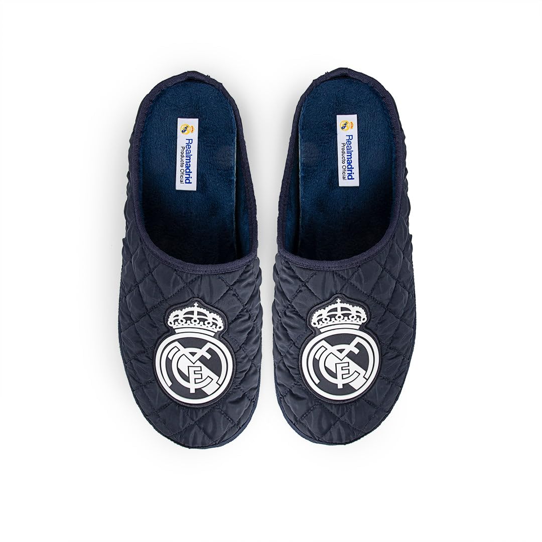 MARPEN SLIPPERS, Zapatillas de casa Real Madrid CF Oficiales Temporada 24/25 Acolchadas para Hombre o Mujer, Suela Caucho Diseño Fútbol