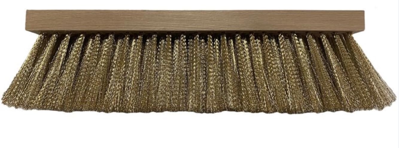 Spazzola di Ricambio Rettangolare in Legno con setole in Ottone per Forno a Legna, per Pulizia Camino (27x6,5x2 cm)