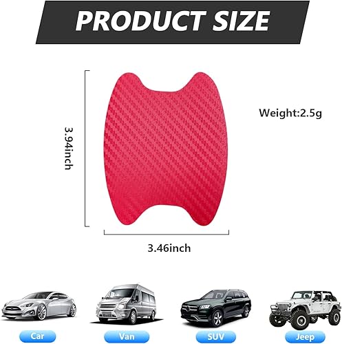 Miniatura 2 de Kewucn 4 calcomanías para manija de automóvil, películas protectoras de fibra de carbono para manija de puerta, protector antiarañazos para vasos,