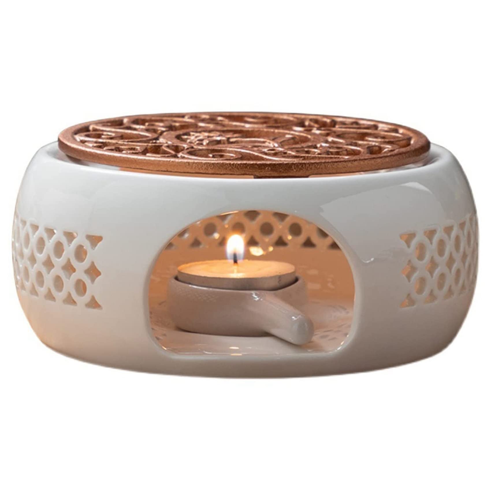 Jaopary Ceramic Teapot Warmer Holder Base Tea Warmer Insulation Base Tea Coffee Water Warmer Candle Heating Base Holder Teaware