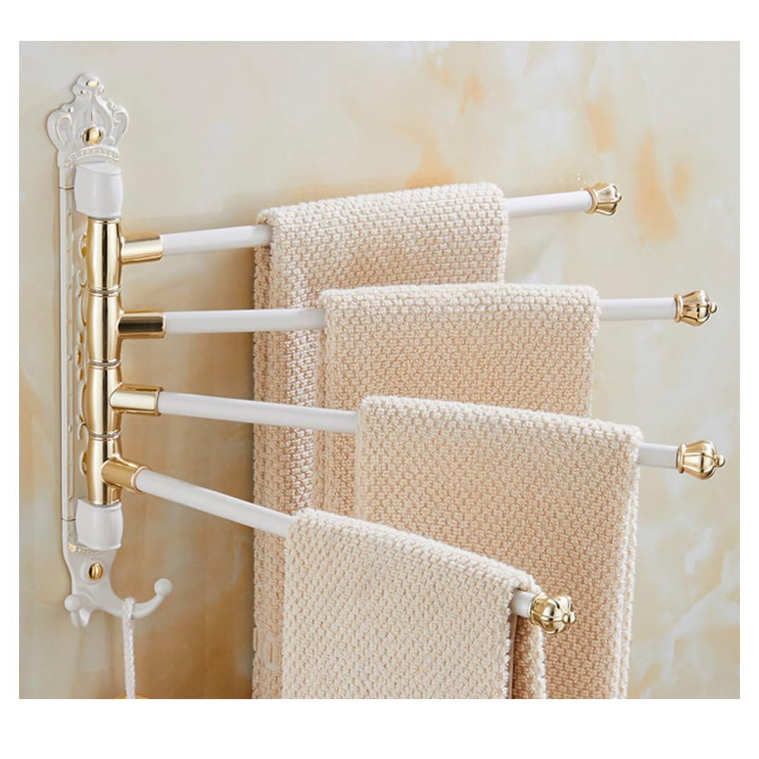 LMYSXAOZ Antique Swivel Towel Rack Bar With Hook for Bathroom, Wall Mounted Widen Folding Arm Swing Out Hanger Holder Space Saving Laundry, Kitchen, Outdoor 4bar