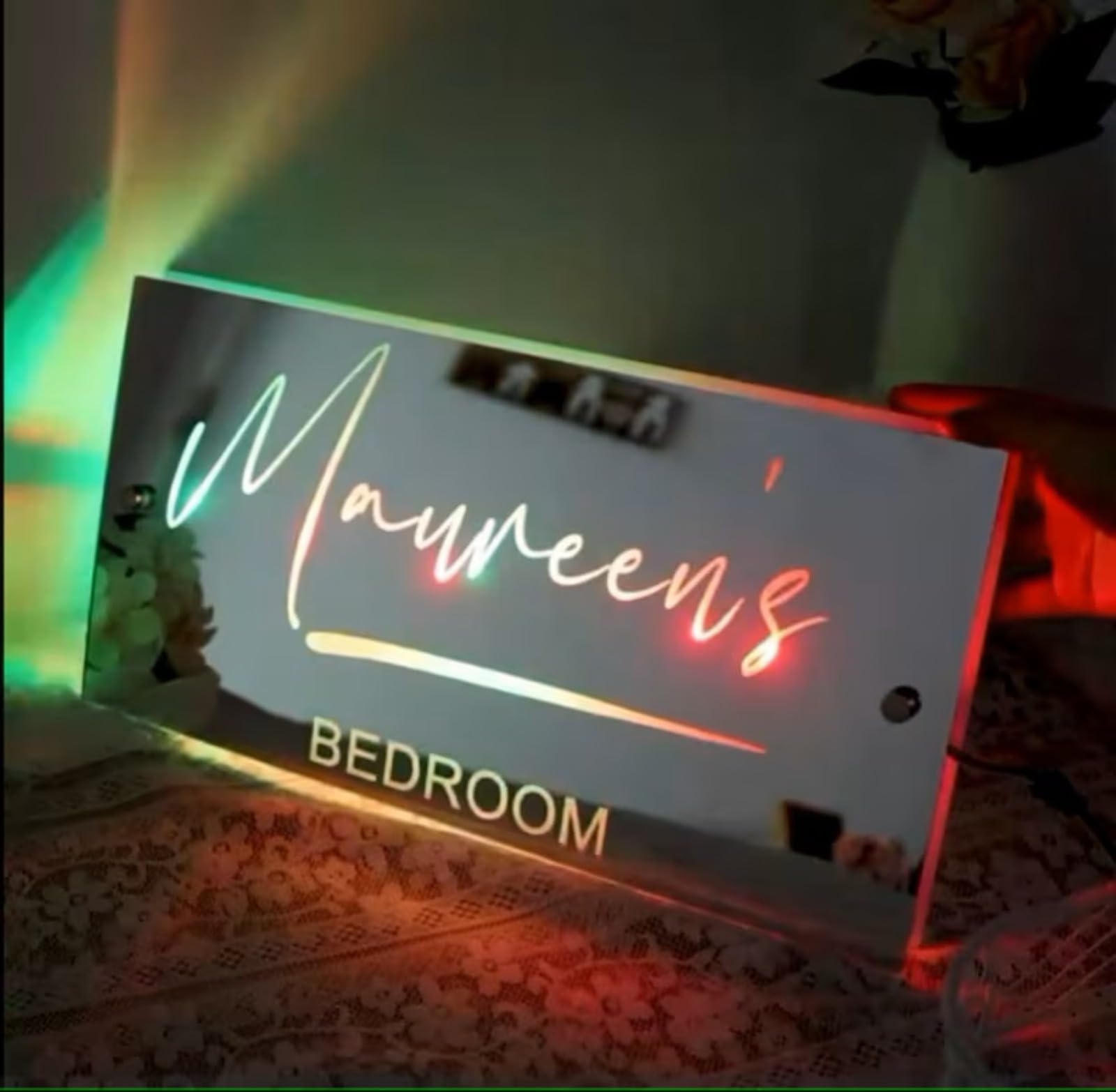 Luce LED a specchio con nome personalizzato, luce notturna con telecomando, decorazione da parete, decorazione per camera da letto, cartello al neon con nome personalizzato, regalo personalizzato per