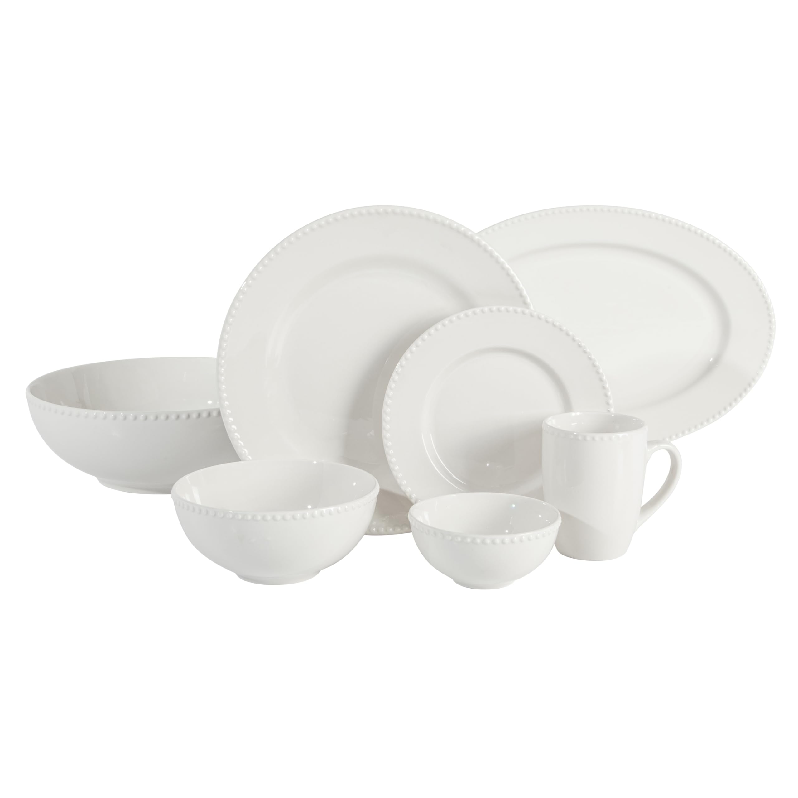 Plates and Bowls Set, 32 Piece Dinnerware Set for 6, White
