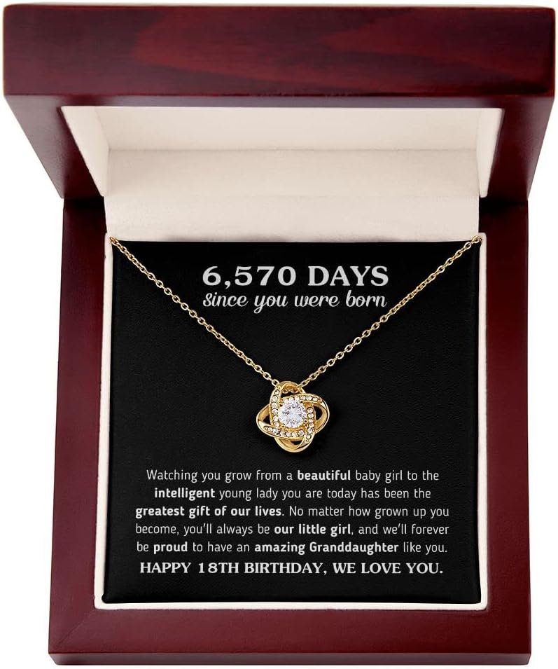 Happy 18th Birthday Gift for Granddaughter from Grandma and Grandpa 6,570 Days Since You were Born Necklace