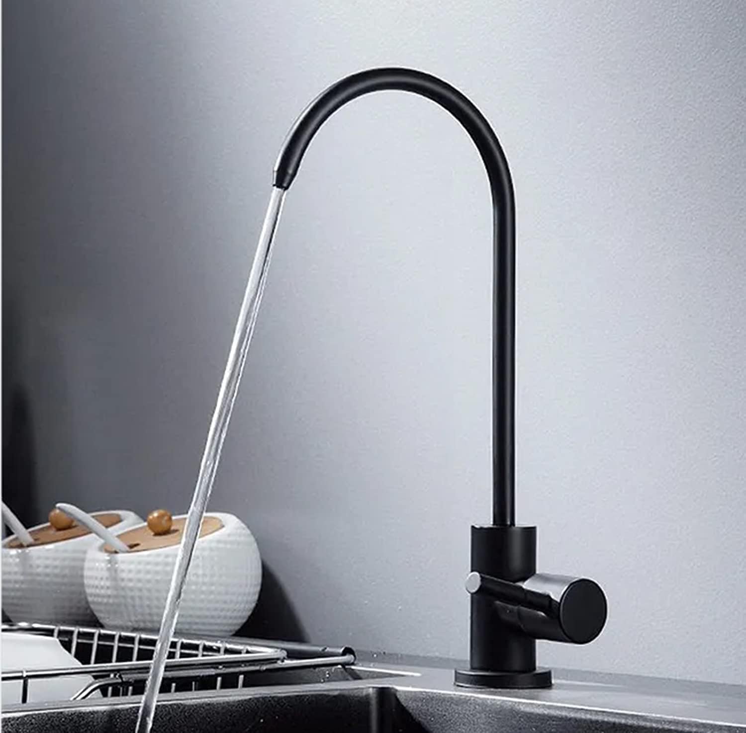 Grifo de Osmosis Inversa, Grifo de Agua Potable fácil de instalar, grifo de ósmosis inversa sin plomo para fregadero de cocina, 360 Grados Gire la Sola Palanca Negro