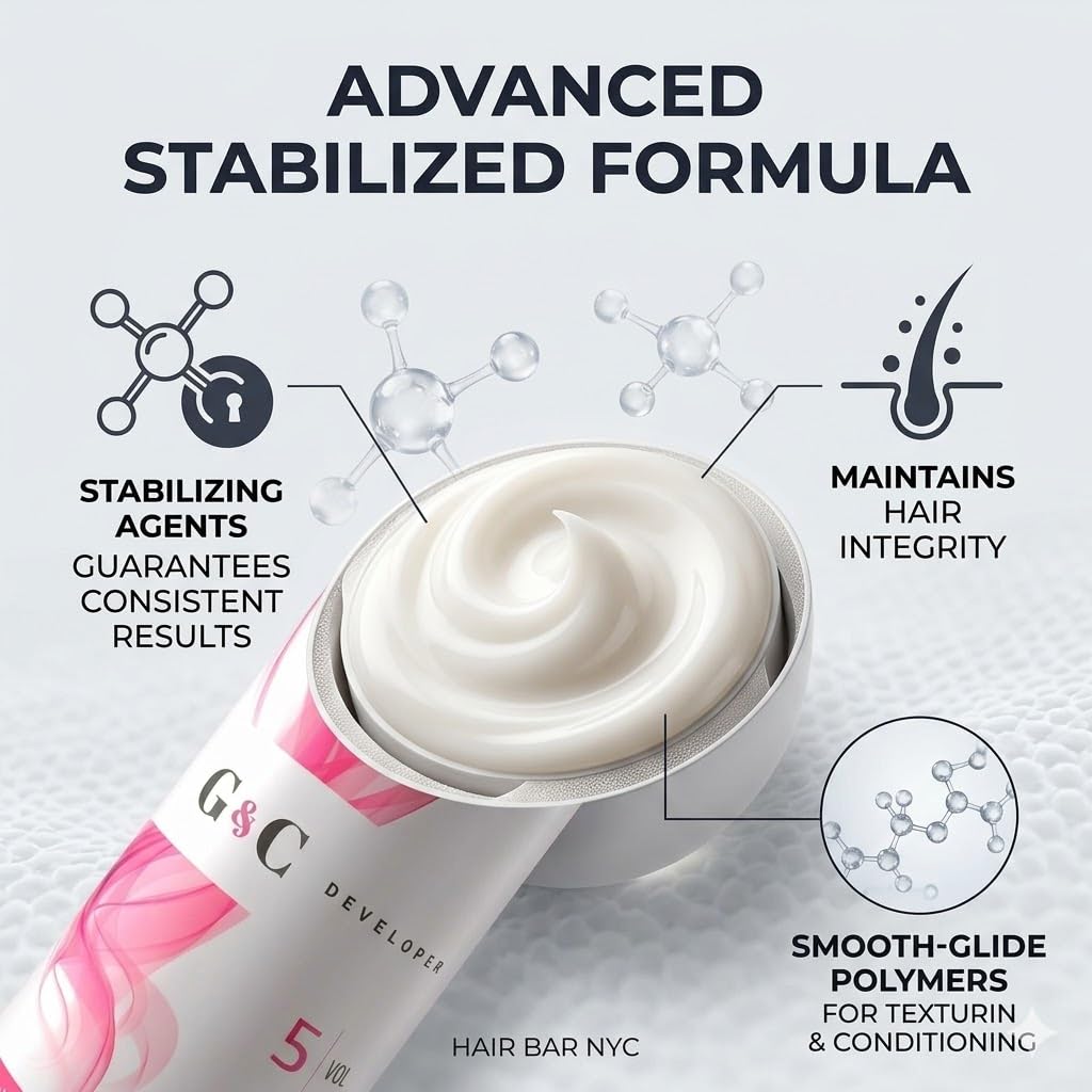 Gel and Cream 5 Volume Professional Lightening System Peroxide Developer infused with Collagen - Great for Sensitive Scalps - Made in Italy 33.8oz / 1lt (Pack of 2)