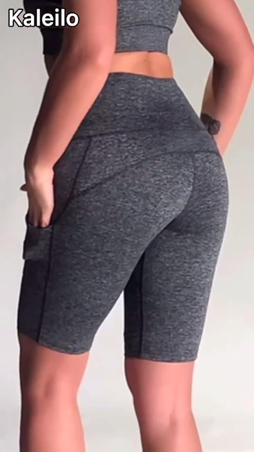 Pantalones Cortos De Cintura Alta Peach Perfect - Dark Gray Melange