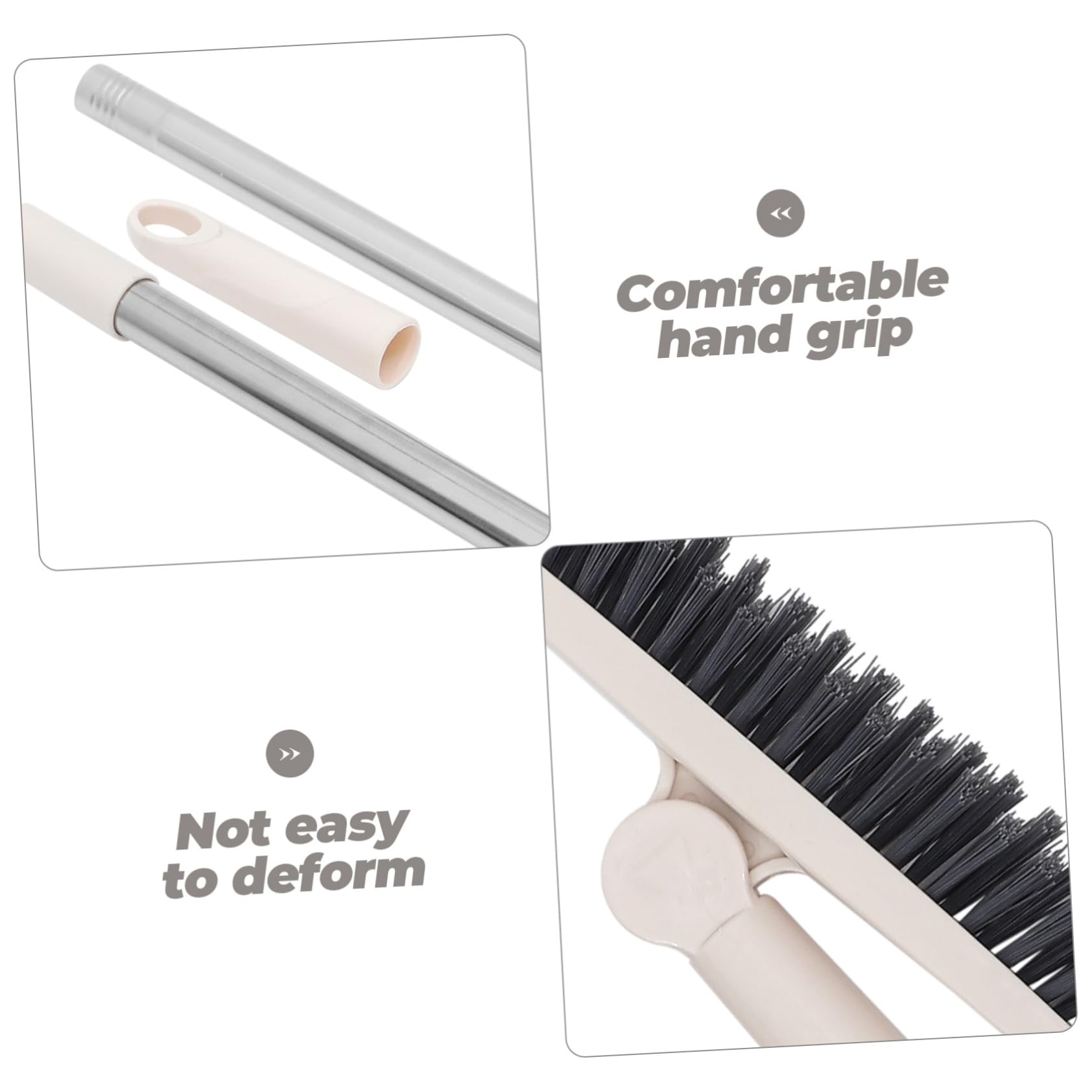 Genérico 2 Piezas Cepillo de Piso Giratorio Manejar escobas Equipo miga Car Cleaning Brush Crevice Cleaning Brush fregadora de Pisos Cepillo para Fregar con Mango Acero Inoxidable