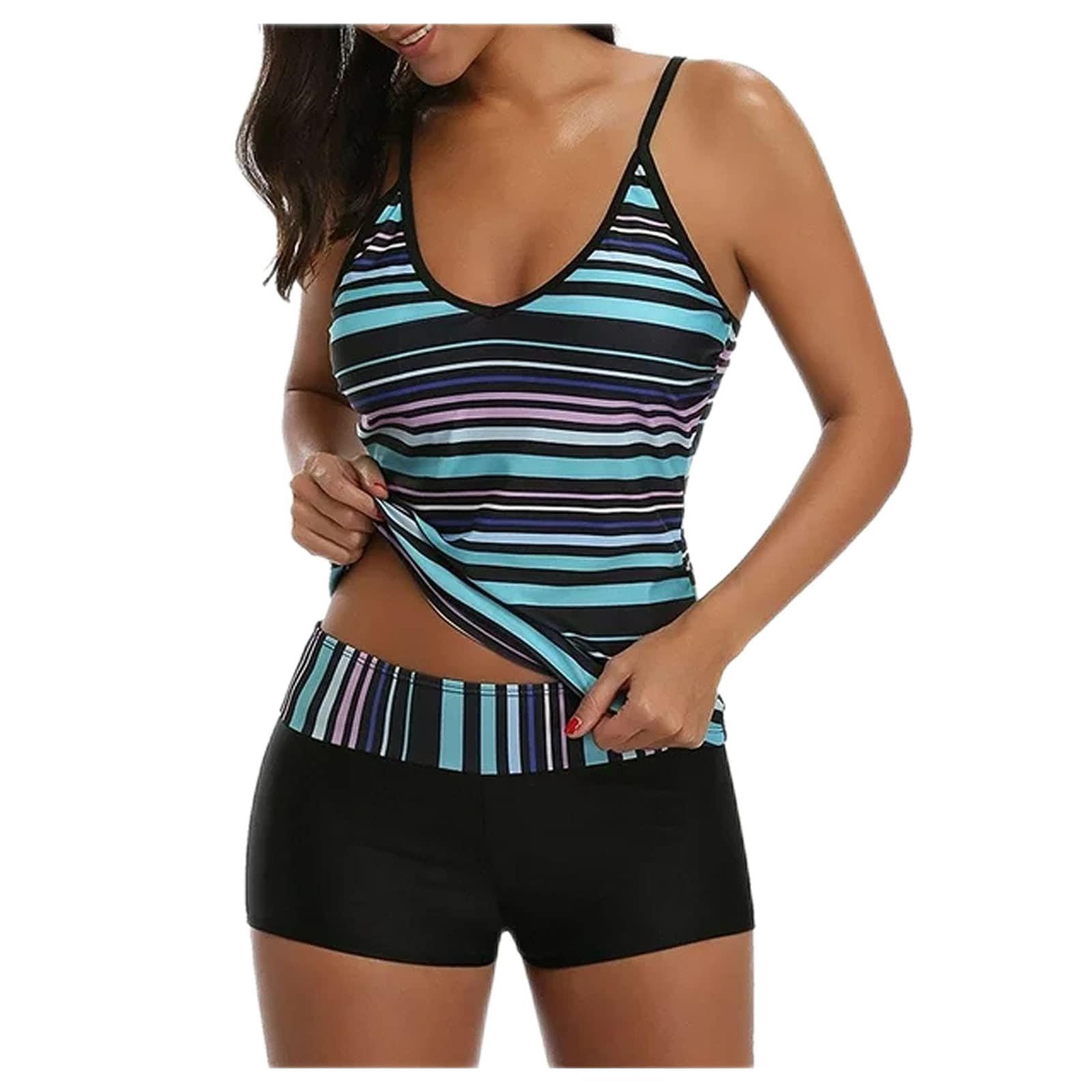 uxxnjfg Maillot De Bain Femme 2 Pieces Shorty Tankini Taille Haute Sexy Maillot De Bain Grande Taille avec Armature Ete Beachwear