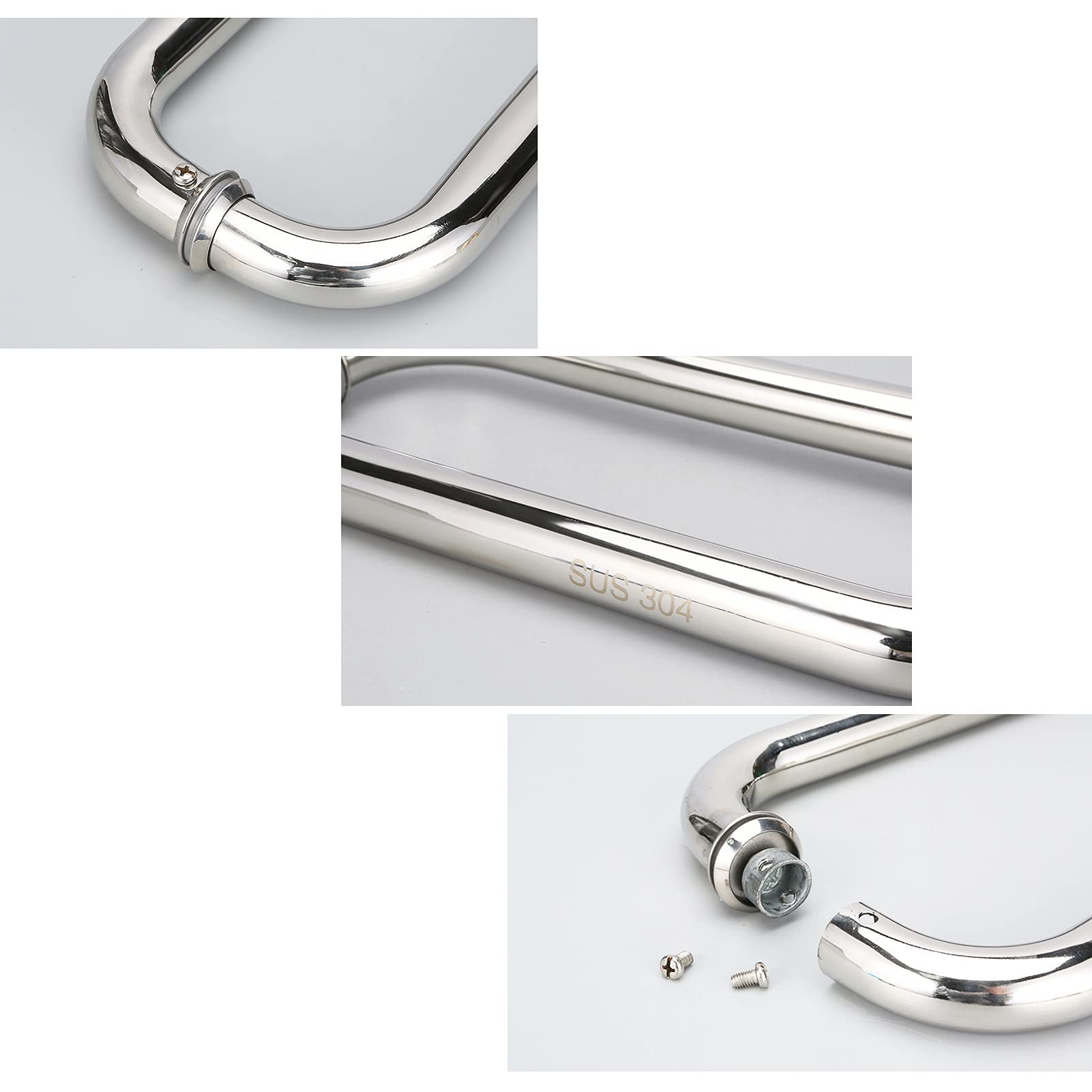 Push & Pull Glass Door Handle, Heavy Duty Stainless Steel Bathroom Shower Door Handles For Replace Old or damaged door handles (475