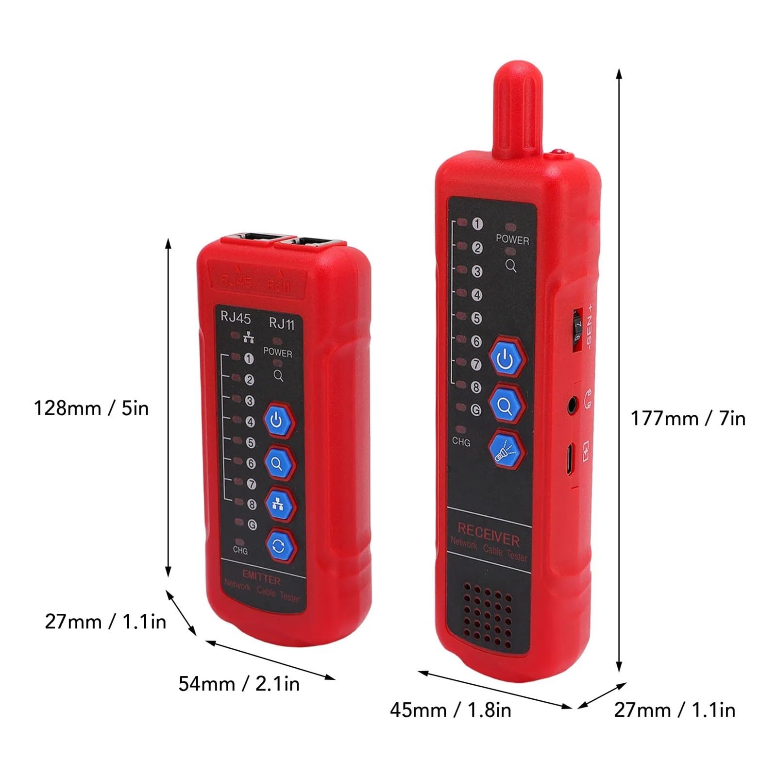 Tester for cavi di rete con jack for cuffie, rilevatore Ethernet LAN for RJ11 RJ45 CAT5 CAT6 Prove di trasmissione