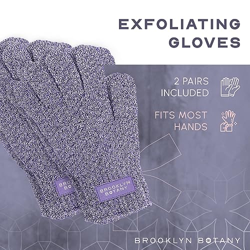 Image of Brooklyn Botany Exfoliating Gloves for Bath and Shower - Heavy Duty Exfoliating Body Scrubber for Massage and Dead Skin Remover for Body - 2 Pairs