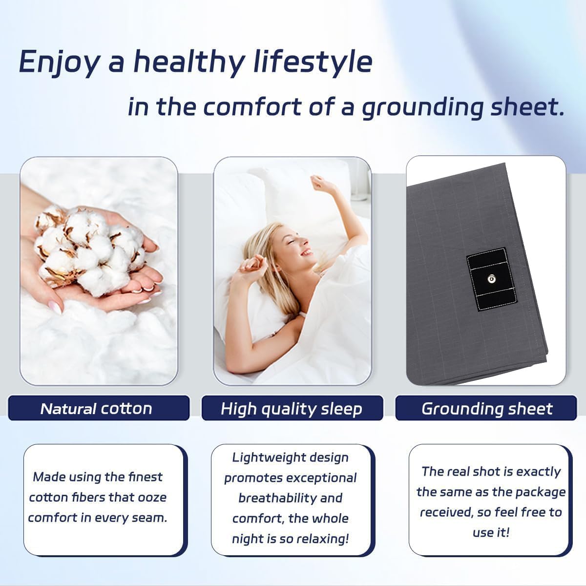 Grounding Sheets King 76 * 80inch, 10% Silver Fiber Grounding Flat Sheets with Grounding Wire, Fitted Grounded Sheet for Bed Sleeping Therapy, White