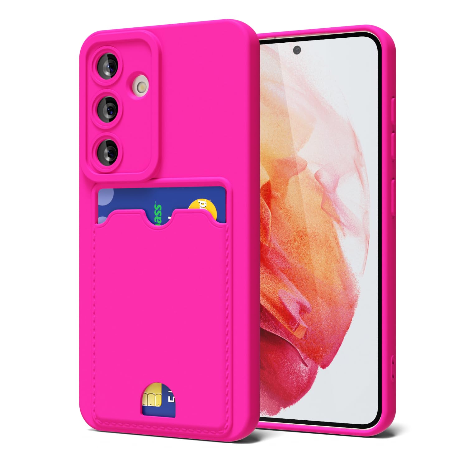 oakxco for Samsung Galaxy S21 Case with Card Holder, Cute Silicone Wallet Phone Case with Credit Card Slot, Soft Rubber Thin Slim Purse for Women Men