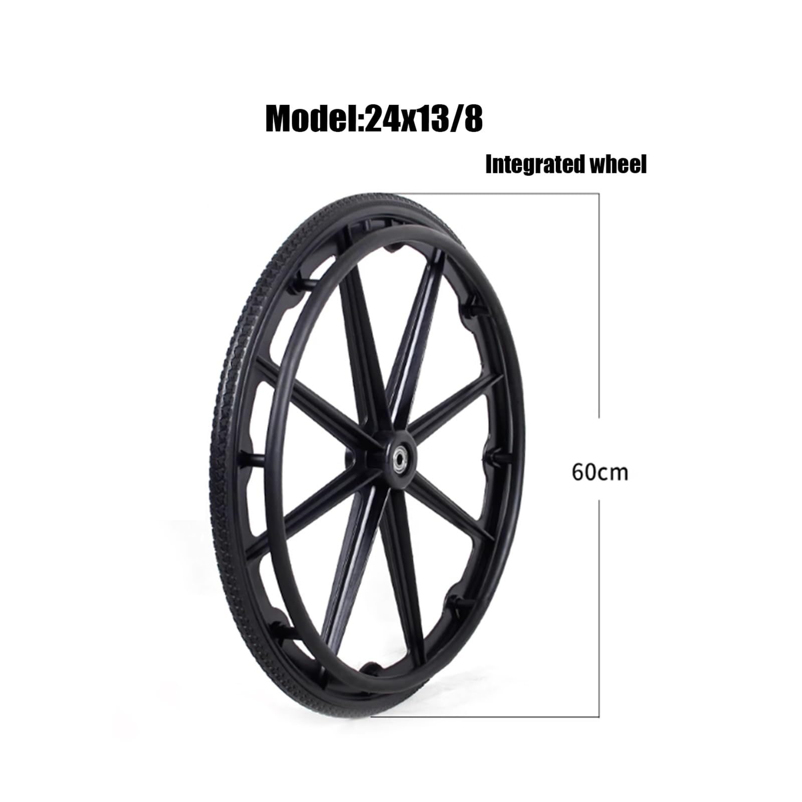 Rueda Trasera For Silla De Ruedas De Nailon Macizo Negro, Resistente Al Desgaste, Amortiguadora, Repuesto De Rueda Trasera For Silla De Ruedas De 24 Pulgadas