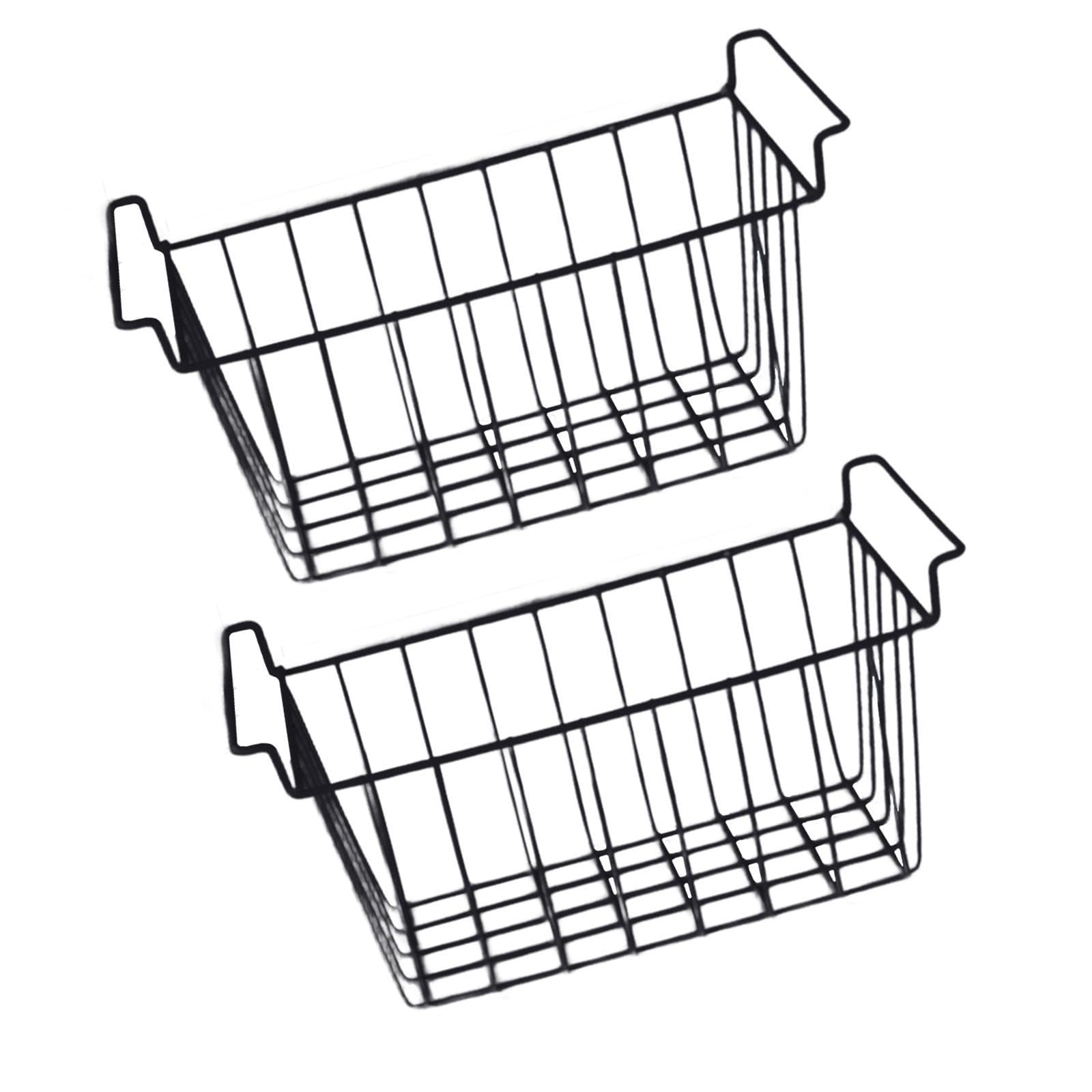 2 Piezas Cesta Refrigerador Organizador Congelador Recipiente Metálico Expandible con Manija Adecuado para Cocina Frutas Almacenamiento, 45cmx24.5cmx20cm
