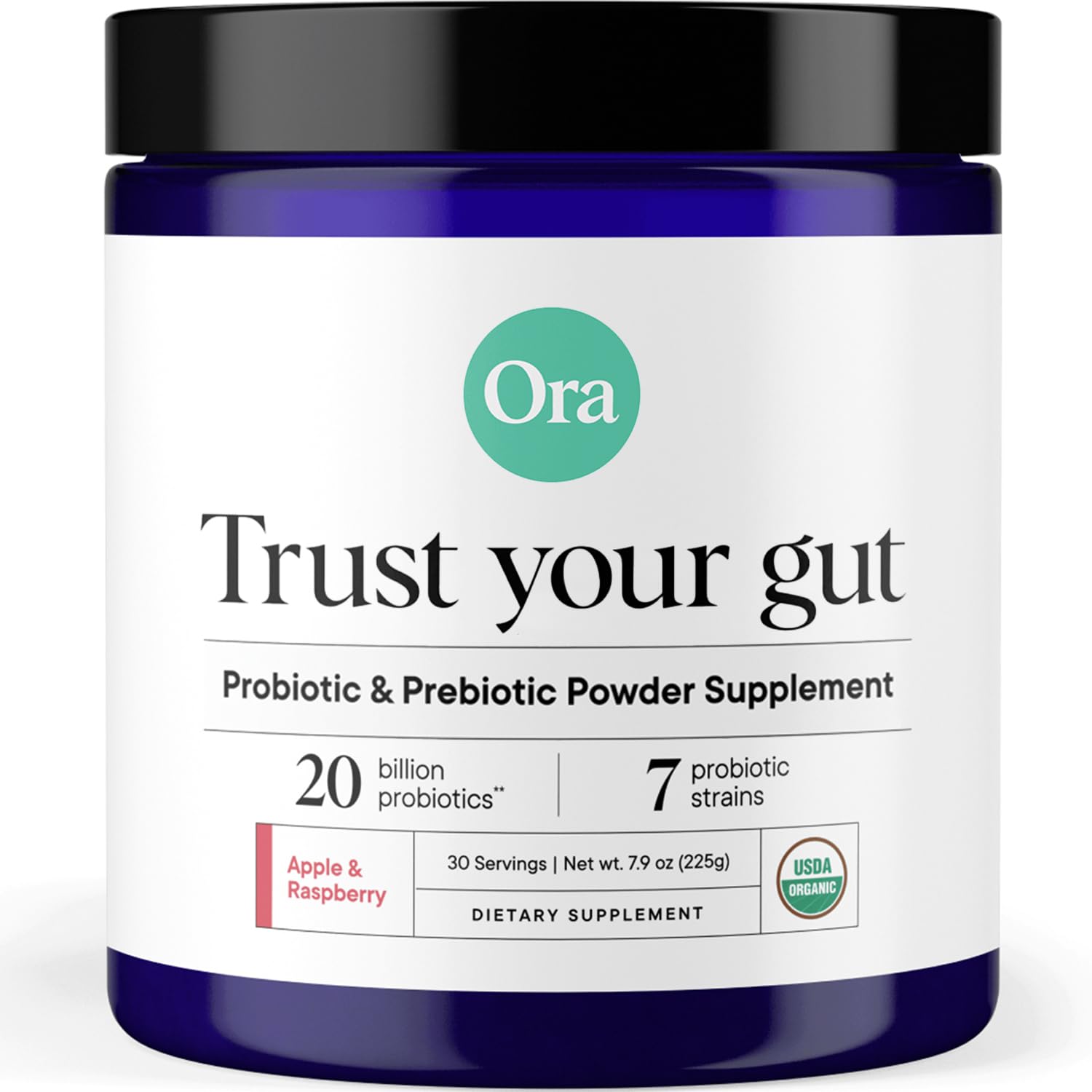 Ora Organic Prebiotic and Probiotic Powder Supplement - 20 Billion Probiotics, 7 Strains for Best Prebiotic Powder, Non-GMO, Probiotics for Women, Men & Kids - Apple Raspberry Flavor, 30 Servings…
