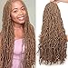 Leeven 24 Inch Messy New Faux Locs Crochet Braids Hair 6 Packs Light Brown Distressed Soft Locs Hair for Women 21 Strands/Pack Long Goddess New Soft Locs Braiding Hair 27#