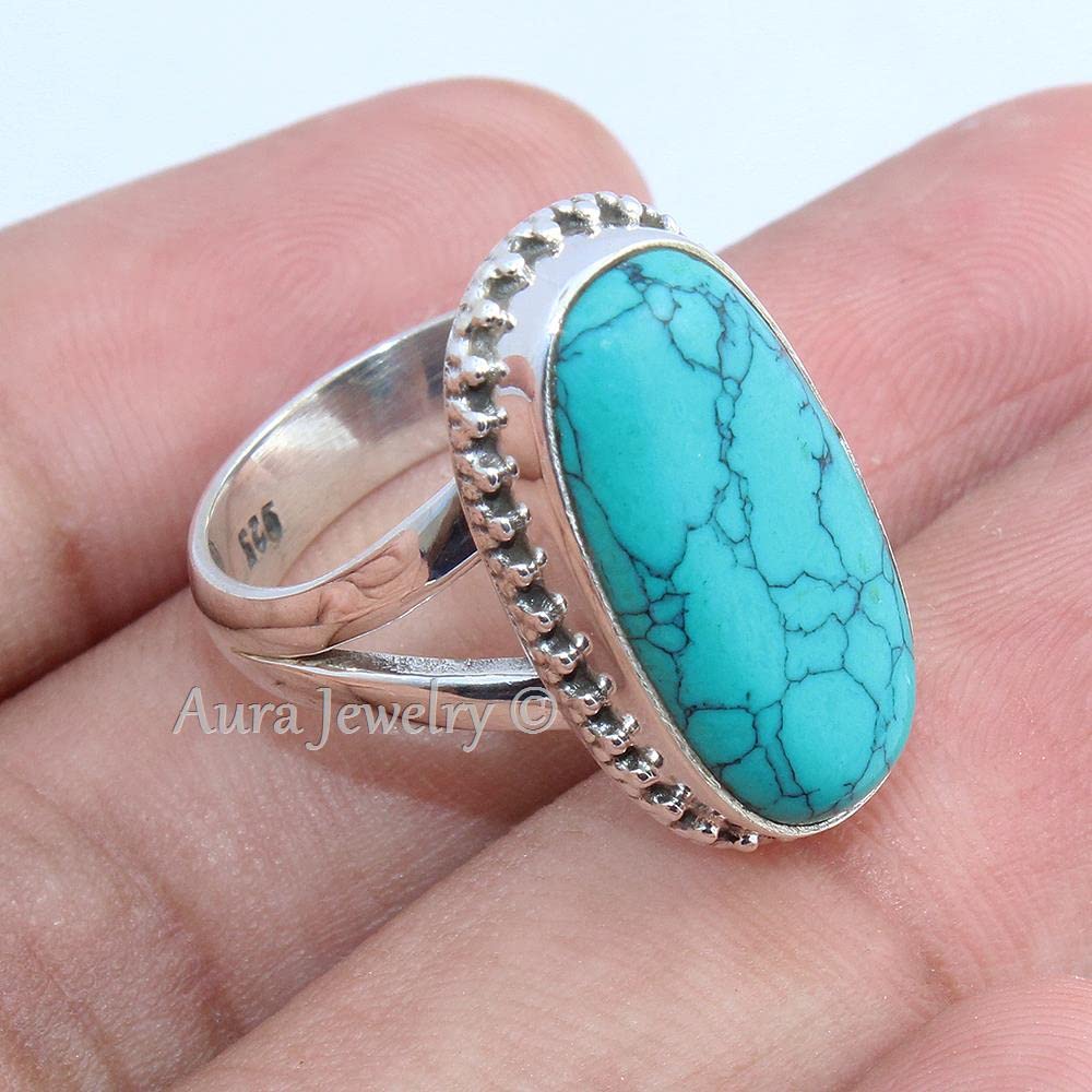 Sólido 925 anillo de plata esterlina para mujer anillo turquesa anillo de compromiso de plata esterlina conjunto de bisel de piedra natal de diciembre anillo de piedras preciosas