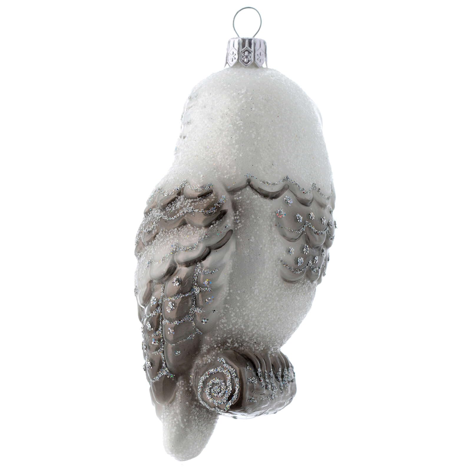Holyart Adornos de Vidrio soplado para Árbol de Navidad: Buho de Las Nieves Adorno Vidrio soplado Árbol de Navidad