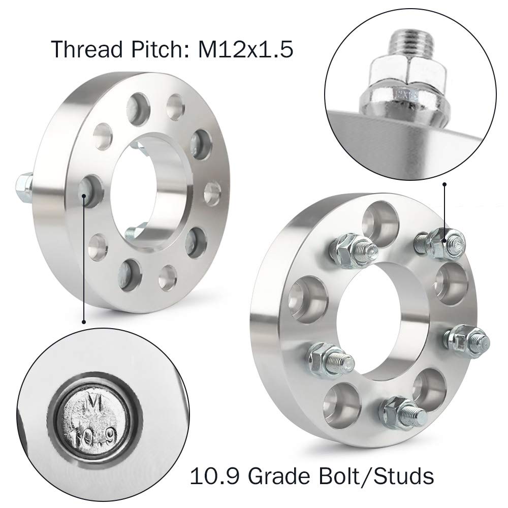GAsupply 5x4.75 to 5x4.5 Wheel Adapters 1.25 inch/32mm, 5x120.65mm to 5x114.3mm Wheel Spacers Adapters 74mm Center Bore 12x1.5 Studs, Compatible with Chevy Camaro S10 Blazer GMC Sonoma Pontiac