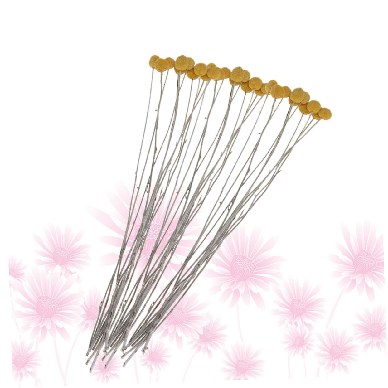VILLCASE 60pièces Bouquet Fleurs Séchées Craspedia Décoration Naturelle pour Mariage Maison Et Événements sans Entretien