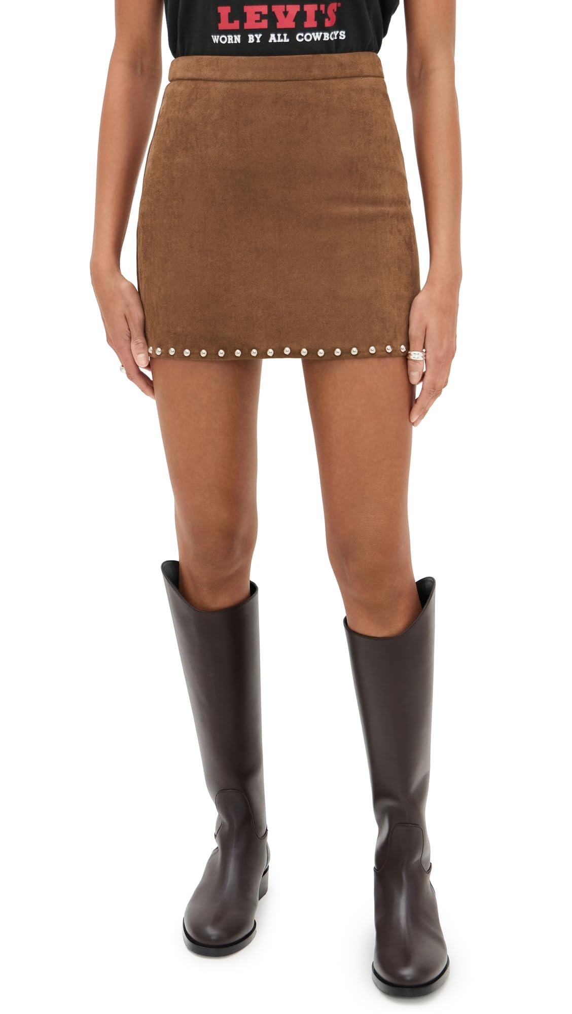 MOON RIVER Womens Moon Stud Detail Mini Skirt