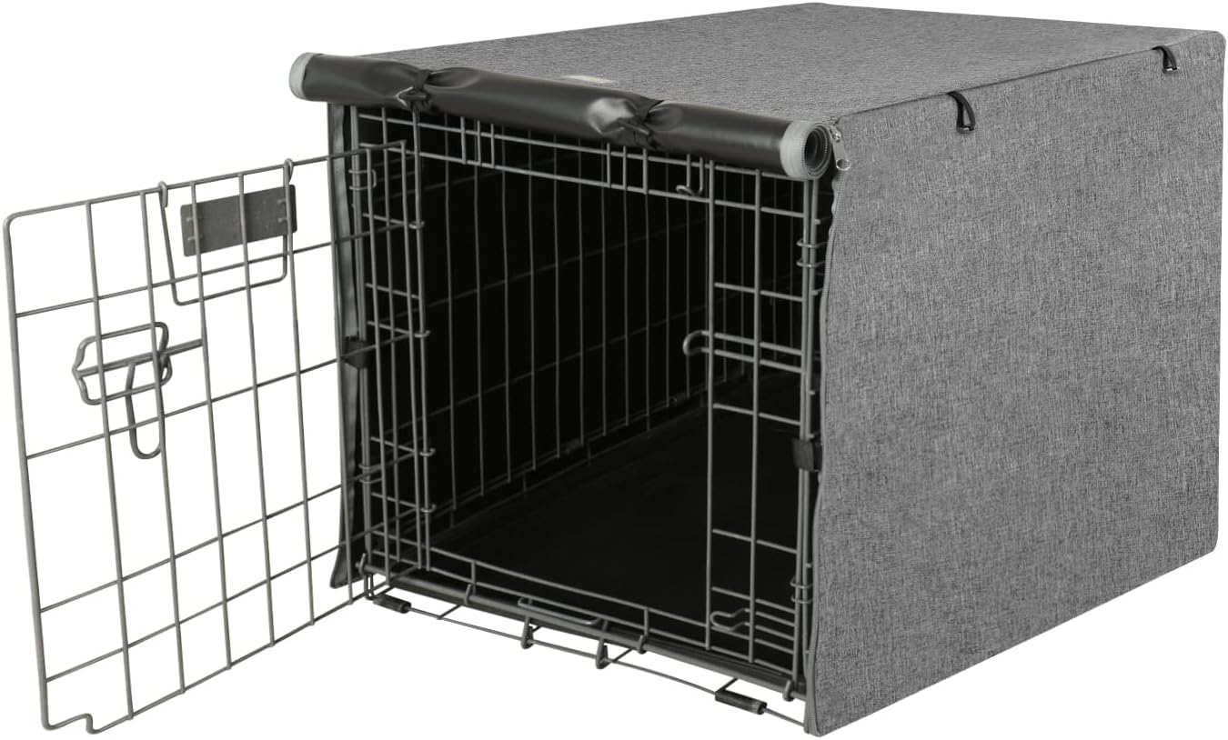 Dog Crate Cover - Kennel Cover Fit for 36 Inch Dog Crate, Double Door Polyester for Wire Puppy Cage Indoor Outdoor Protection, Grey