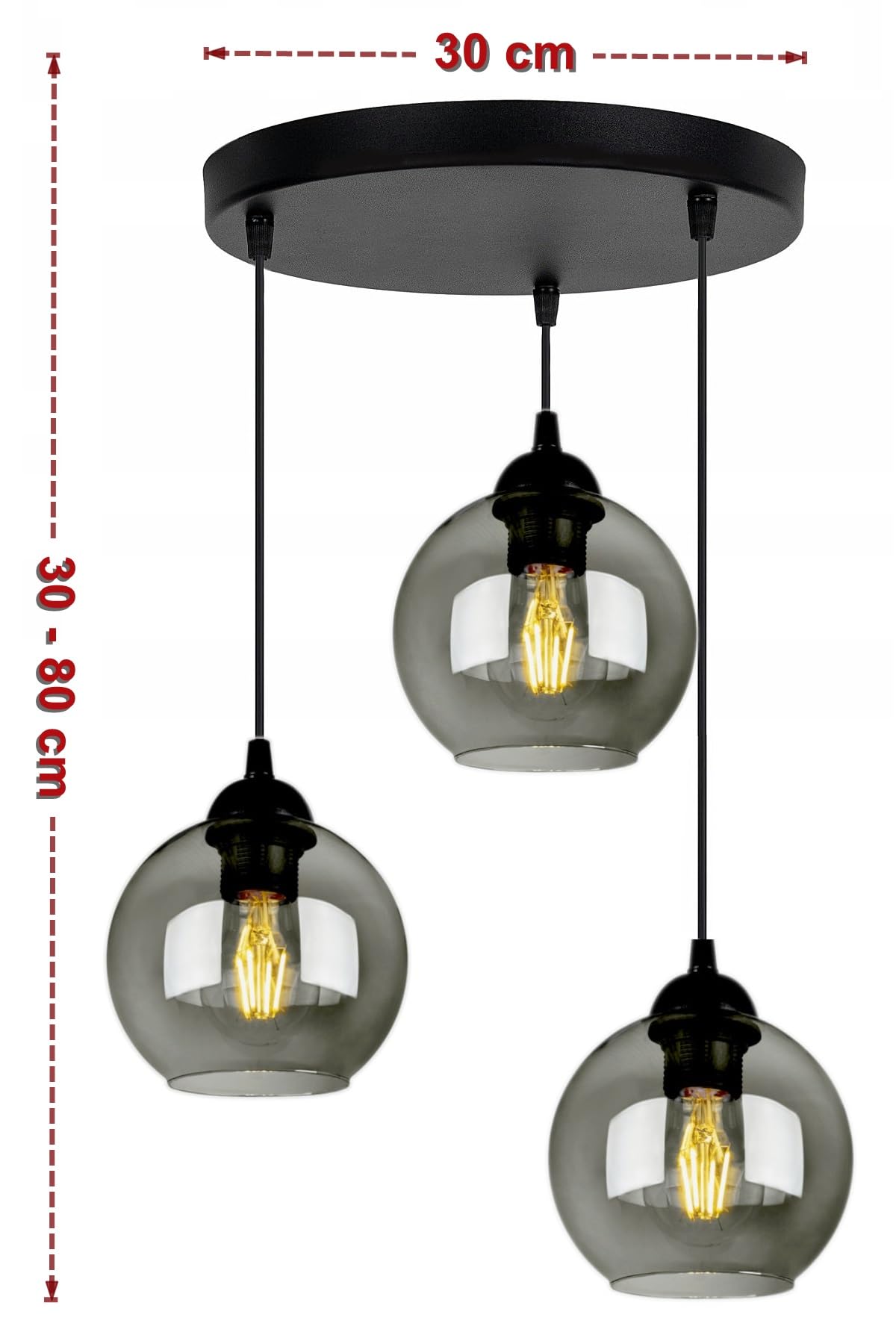 FKL DESIGN Home Deco Deckenlampe Pendellampe Hängelampe Wandlampe Tischlampe Leuchte Pendelleuchte Kugel Schwarz Lampe aus Serie N100 (ER3)