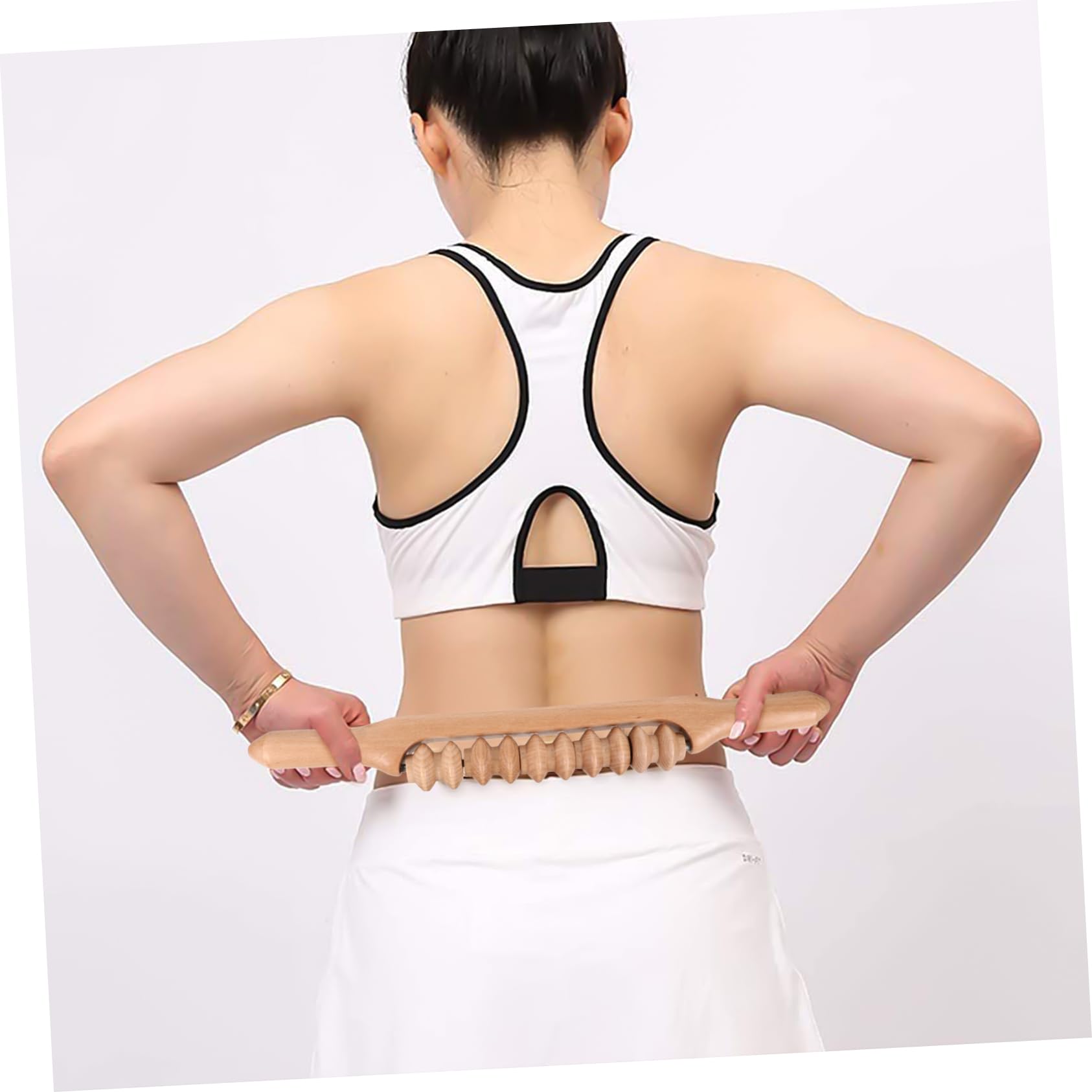 Holzrollenmassagegerät Massagestab für Beine und Schultern in Beige