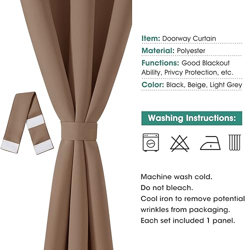 Miniatura 122 de HOMEIDEAS Cortinas de puerta para privacidad de puerta, cortina opaca para puerta de armario para dormitorio, cortinas con aislamiento con lazo