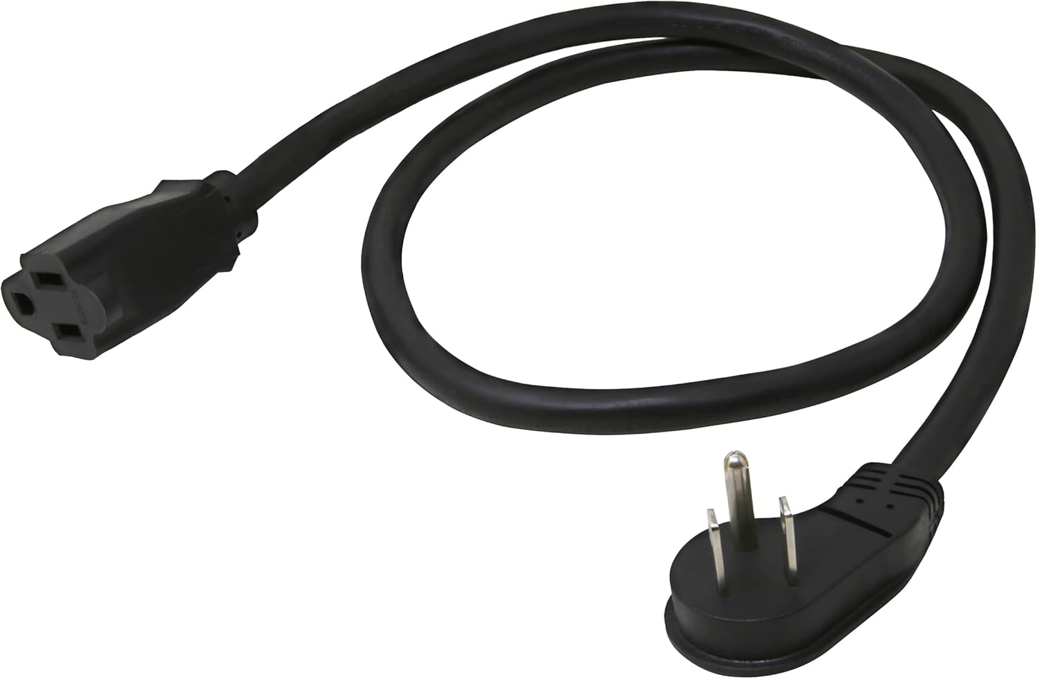 Lightkiwi 3ft Flat Plug Power Extension Cord, 1-Pack, 14AWG SJTW Short Extension Cord, Low Profile Wall Plug, 15A 125V 1875W, 3 Prong Power Cord, NEMA 5-15P to NEMA 5-15R, Black, UL Listed