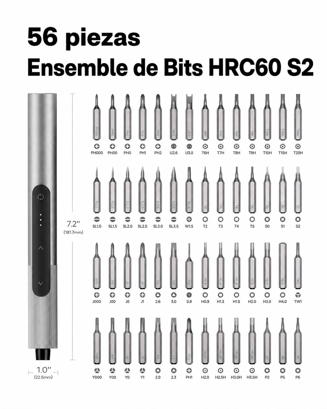 HOTO SNAPBLOQ Juego de Destornillador Eléctrico de Precisión, 56 en 1 Mini | SNAPBLOQ S-A01, 3 Torques, Kit Reparación Electrónicos: Teléfonos, Portátiles, DIY