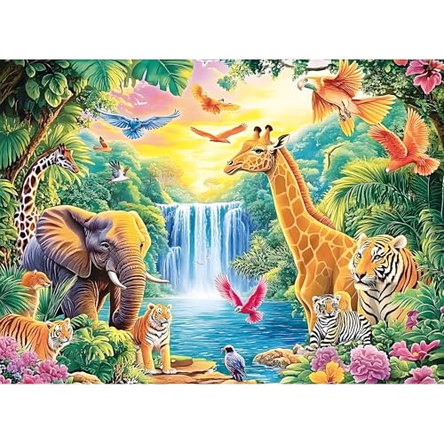 500 Piece Puzzle for Adults, Rainforest Animals Jigsaw Puzzle, Challenging Nature Puzzle Game, Recycled Cardboard, Home Wall Art Decor, Birthday Gift...