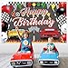 Racing Cars Happy Birthday Decorations Backdrop Banner, Race Car Fast Birthday Party Decorations Photo Background Backdrop for Birthday Party Supplies Boys Children Men Celebration, 63 x 39.4Inch