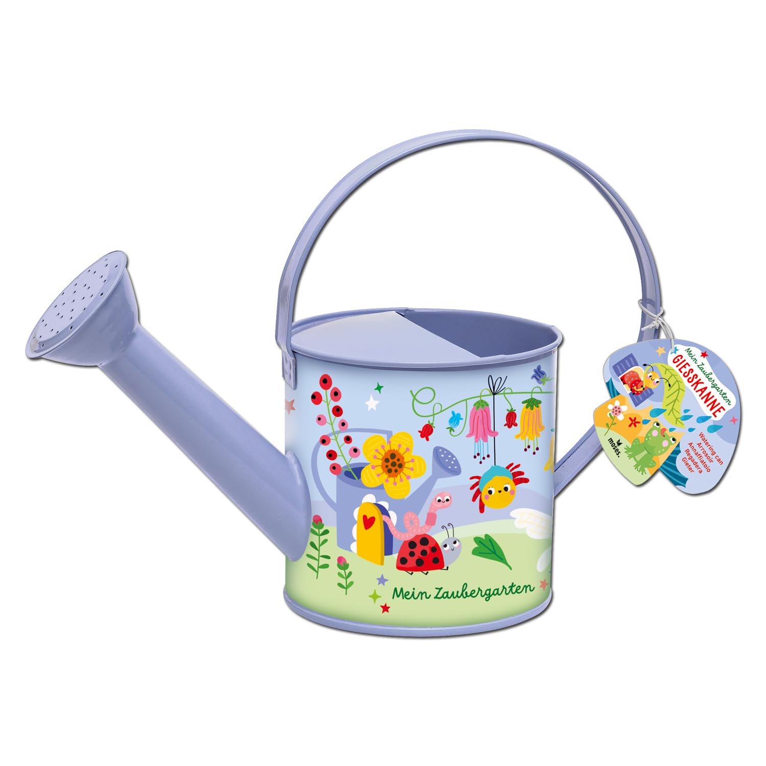 Moses. Regadera de Metal para niños con Cabezal pulverizador y 1,3 litros de Capacidad, regadera de Metal con asa, Resistente a la Intemperie, Juguete para Exteriores a Partir de 3 años