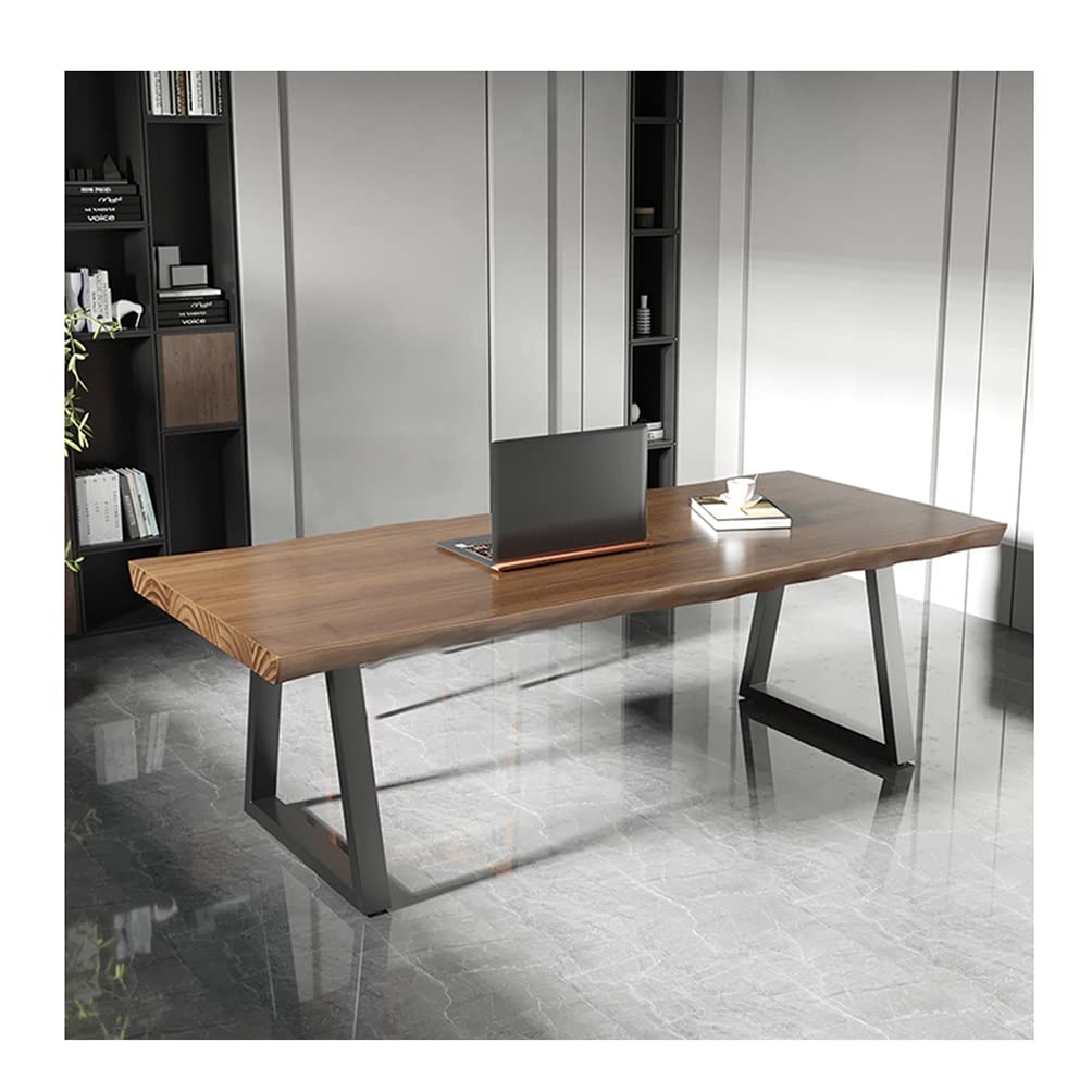 Wdsopk 1 Modern Industrial Home Office Solid Wood Desk, Computer Desk Desk Study Table Workstation Conference Table Dining Table With Metal Stand（120X60x75cm）