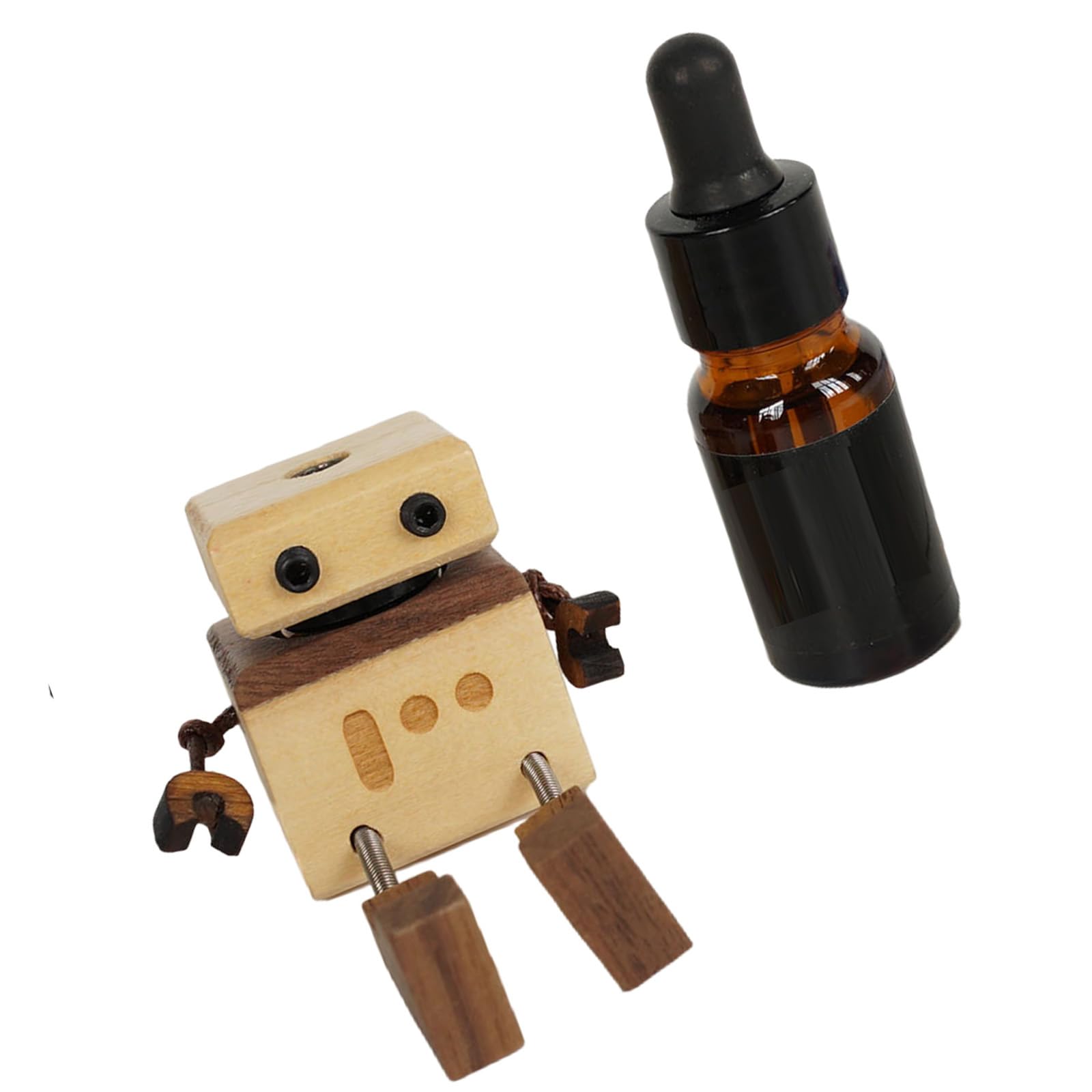 Xjdzineq Artisanal Moving Wooden Robot Car Decors Dashboard Mount Swinging Limbs Unique Handcrafted Gift Wooden Robot Figurine