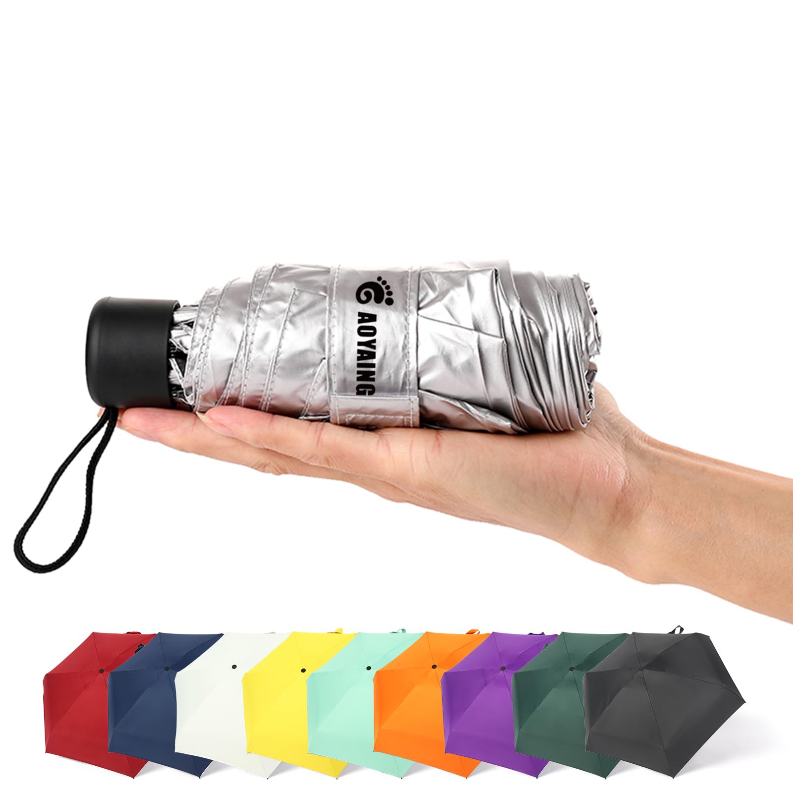 GAOYAING Compact Travel Umbrella Sun&Rain Lightweight Totes Small and Compact Suit for Pocket Sliver