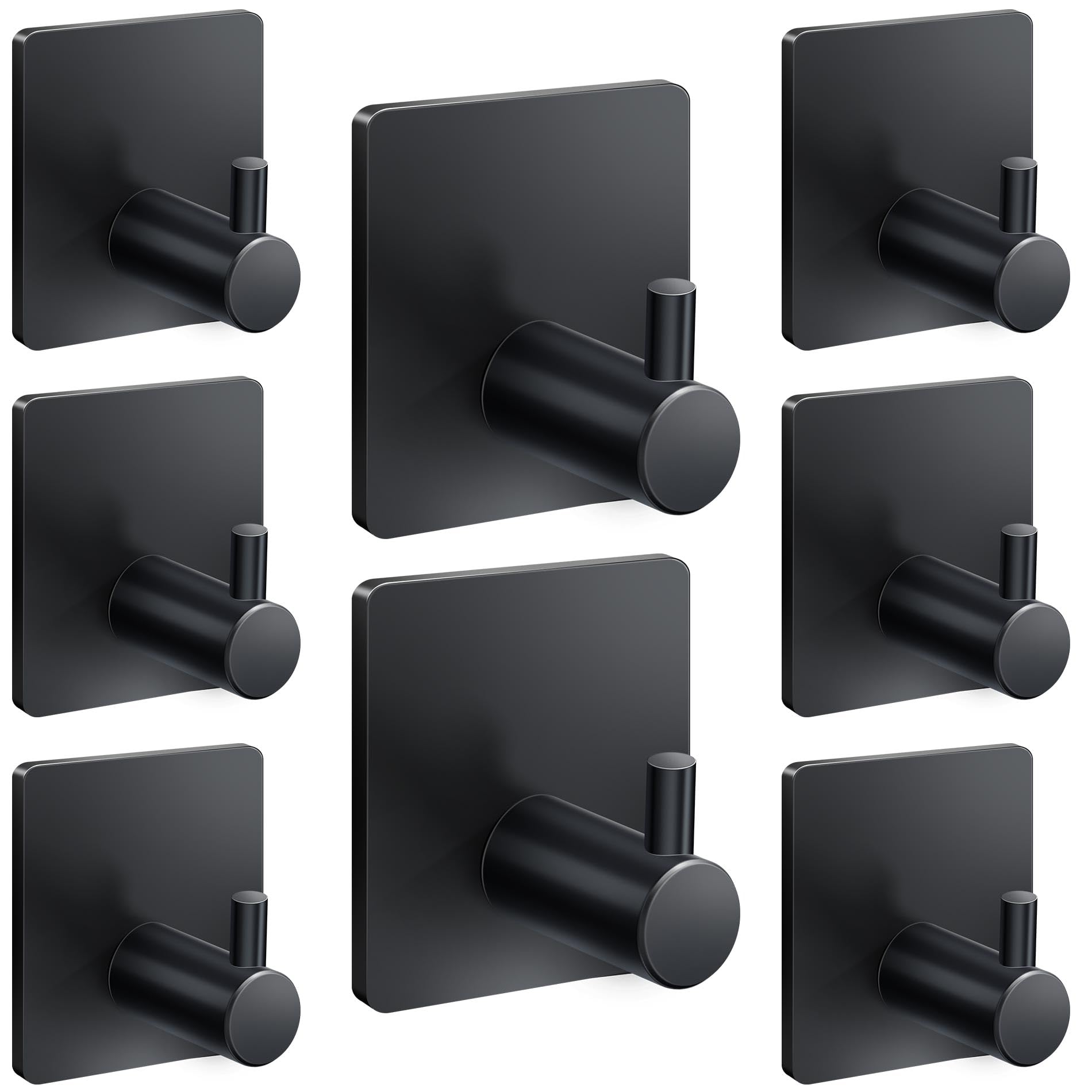 xdgeLoad Ganchos adhesivos para toallas de baño, ganchos adhesivos resistentes para toallas, paquete de 8, soportes para toallas para colgar, baño, cocina, bata, ganchos de pared de acero inoxidable