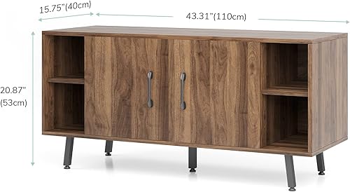 Miniatura 2 de Novilla Moderno soporte de TV industrial para TV de 50 pulgadas, centro de entretenimiento clásico con dos estantes ajustables, mesa consola