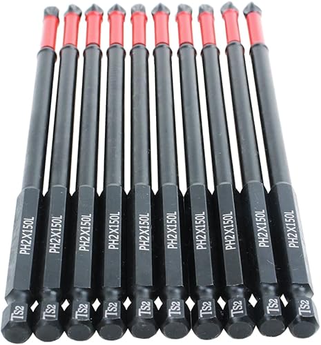 Miniatura 6 de AUTOTOOLHOME Phillips PH2 - Juego de 10 puntas magnéticas antideslizantes para destornilladores de 6 pulgadas de longitud, TS2, antideslizantes,