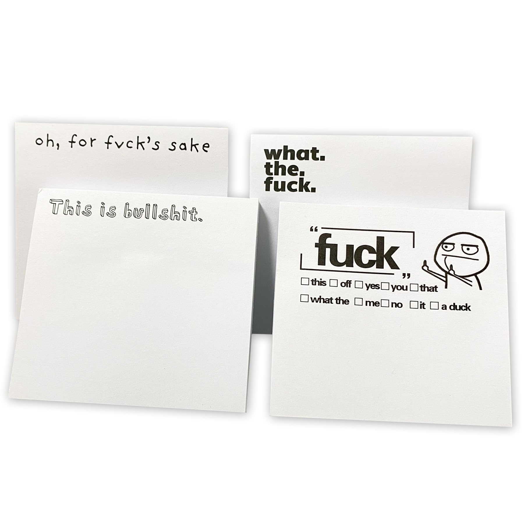 Kingdong 4 Pcs Funny Sticky Noteds What The F*ck Sticky Note Pads, Funny Sassy Rude Note Pad- Fresh Outta Fcks Pad Sarcastic Notepads Gifts for Adults Co-Workers Middle Finger Gifts