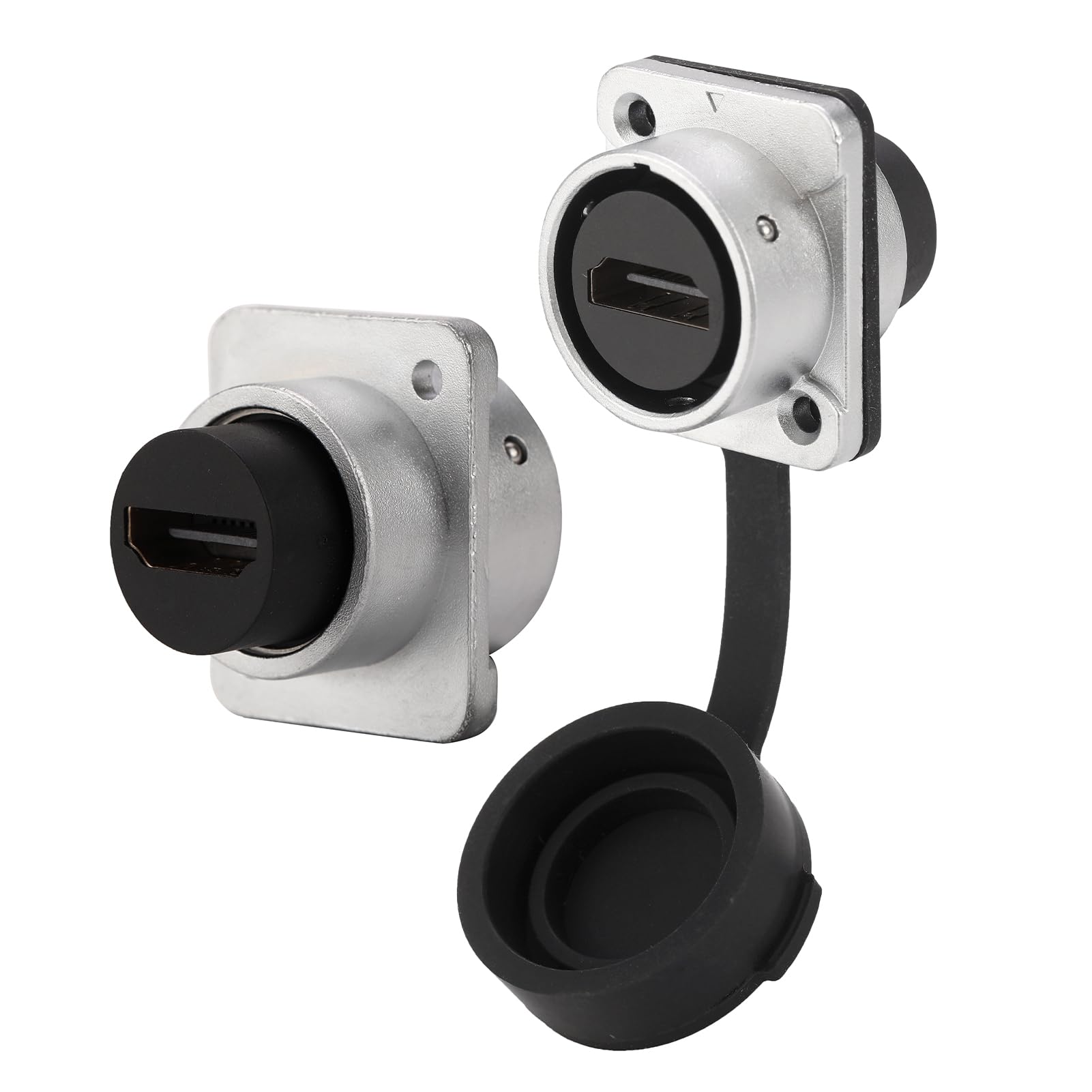 ANMBEST 2PCS HDMI 2.0 Panel Mount Connector, Heavy Duty HDMI Pass Through Cable Coupler 4K 30Hz 3D and HDR Female to Female HDMI Bulkhead Adapter with Weatherproof Dust Cap