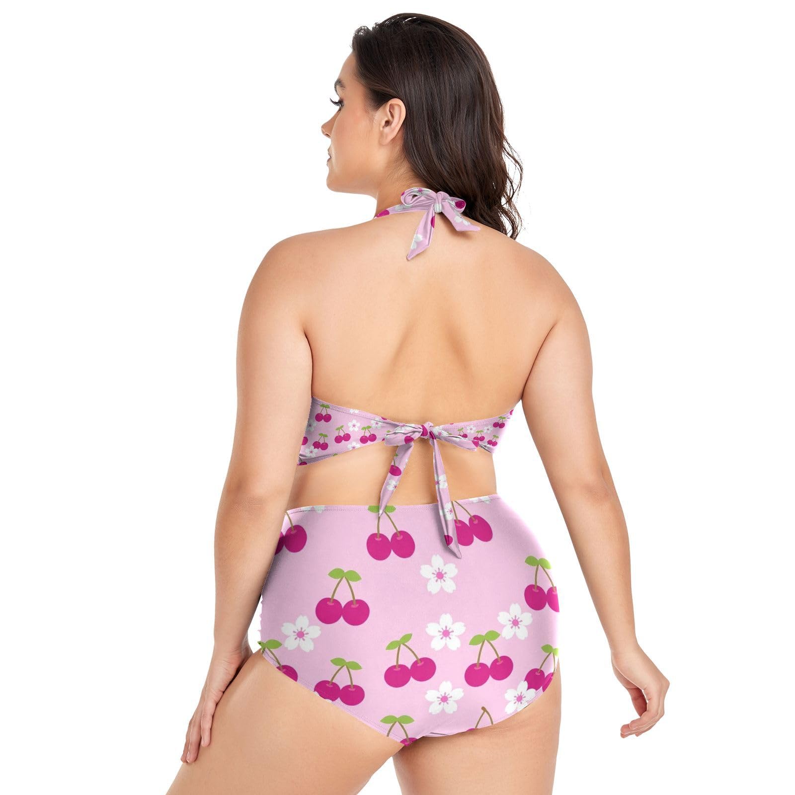 FRODOTGV Costumi da bagno da donna curvy, da L a 4XL | 92% poliestere, 8% spandex, tessuto elastico, spallacci regolabili per viaggi tropicali e attività acquatiche Cherry Bloom