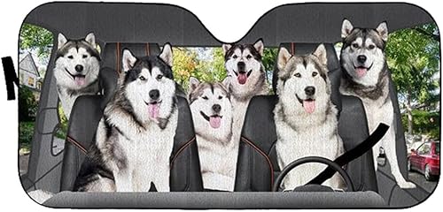 Windshield Heat Shield Alaska Car Sunshade Blocks UV Rays Keep Your Car Cool 55x30In for Most Sedans SUV Truck Automotive Minivan Passenger Car Truck