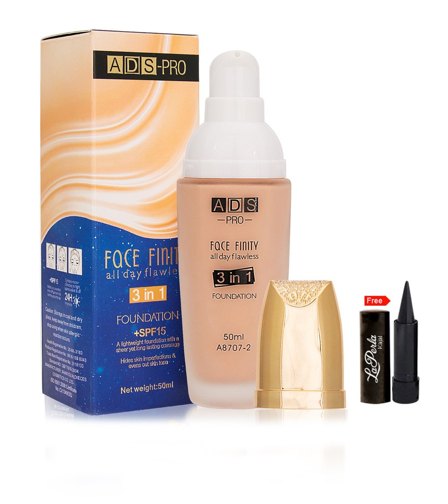 Adbeni Pro 3In1 Foundation 50Ml Pack Of 1 With Bundle With Kajal